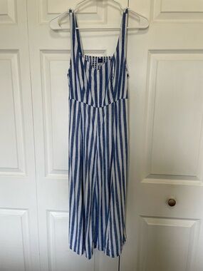 Old Navy Blue and White Striped Petite Sun Dress